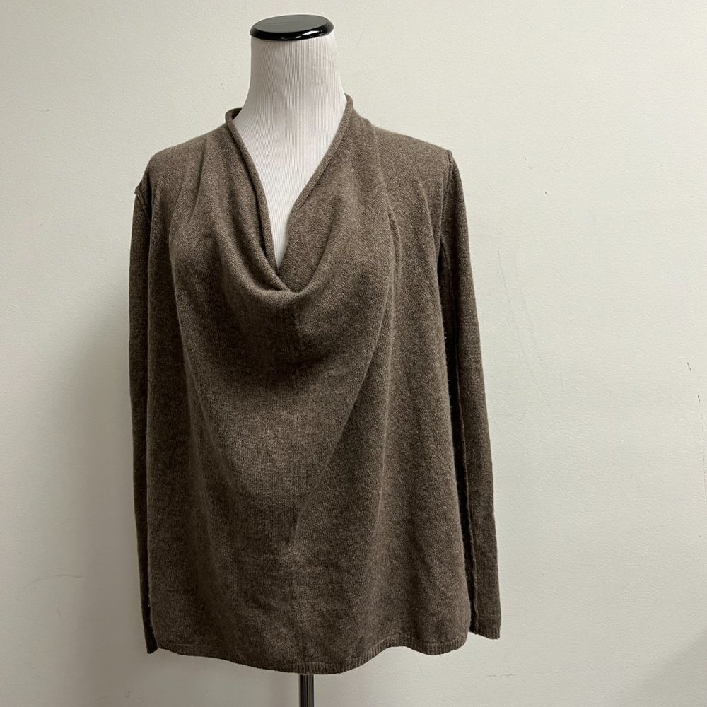 Joie cashmere sweater drape neck oversized brown reverse edge XS Flaw
